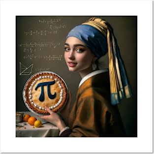 Pi Day Elegance: Girl with a Pearl Earring Goes Mathematical Posters and Art